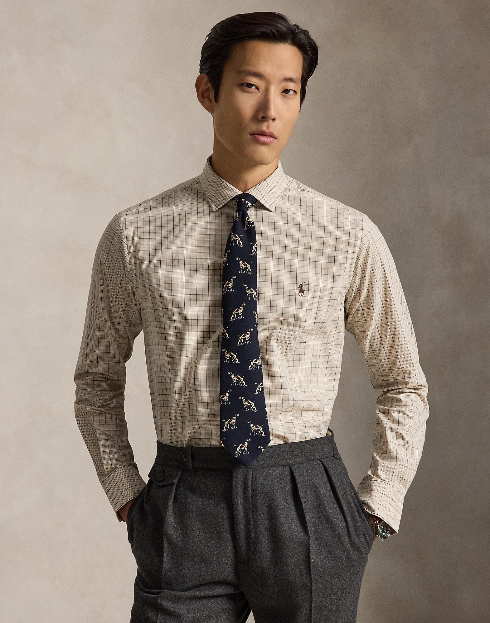 Custom Fit Checked Stretch Poplin Shirt - Køb til DKK 907 - Spar 30%