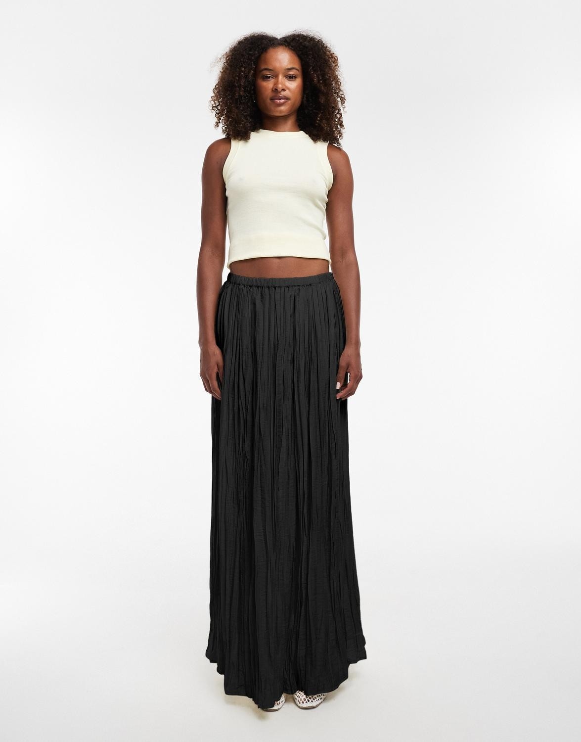 Tsthea HR Waist Crinkle Maxi Skirt