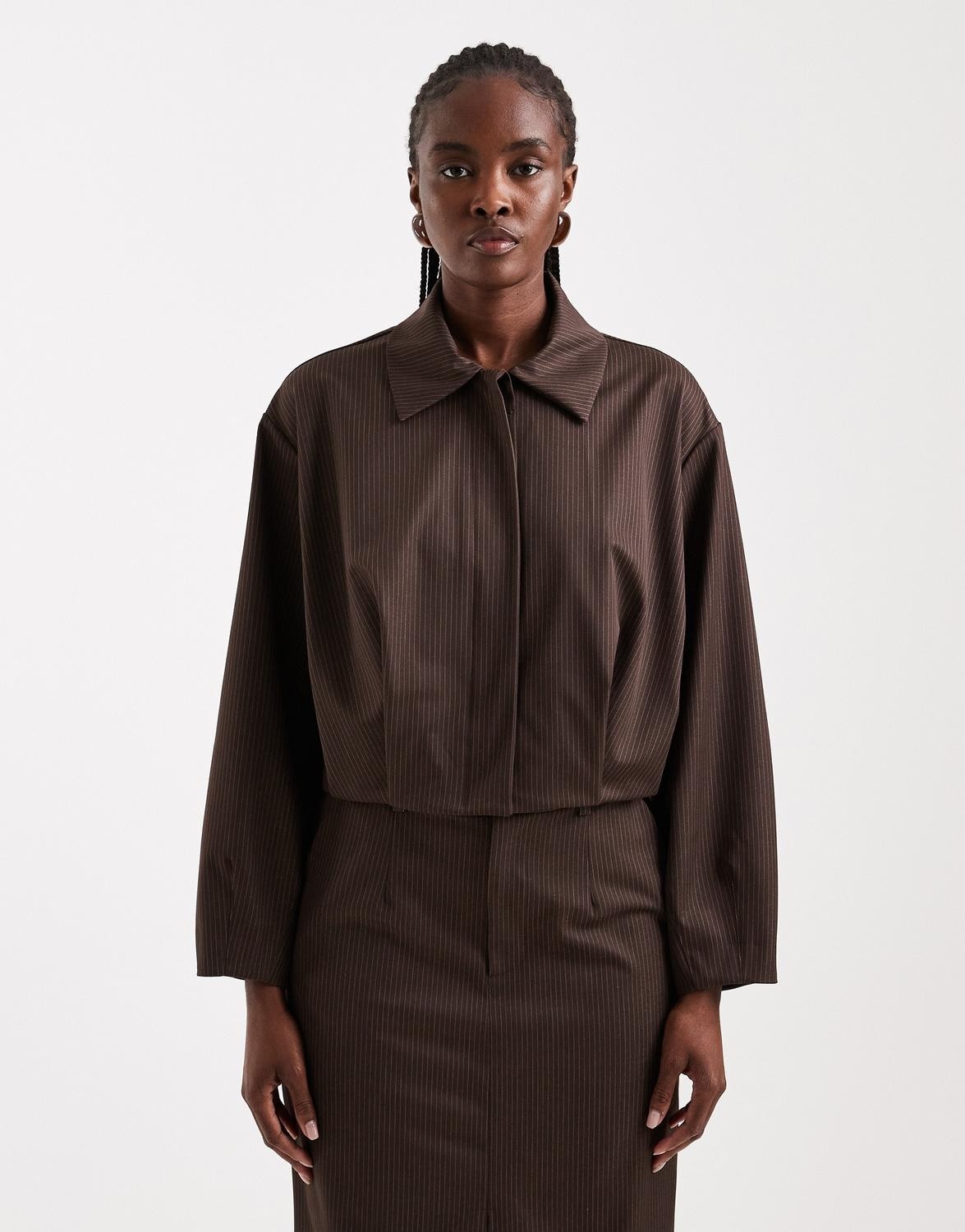 Tsaria Cropped Pinstripe Bomber JAC