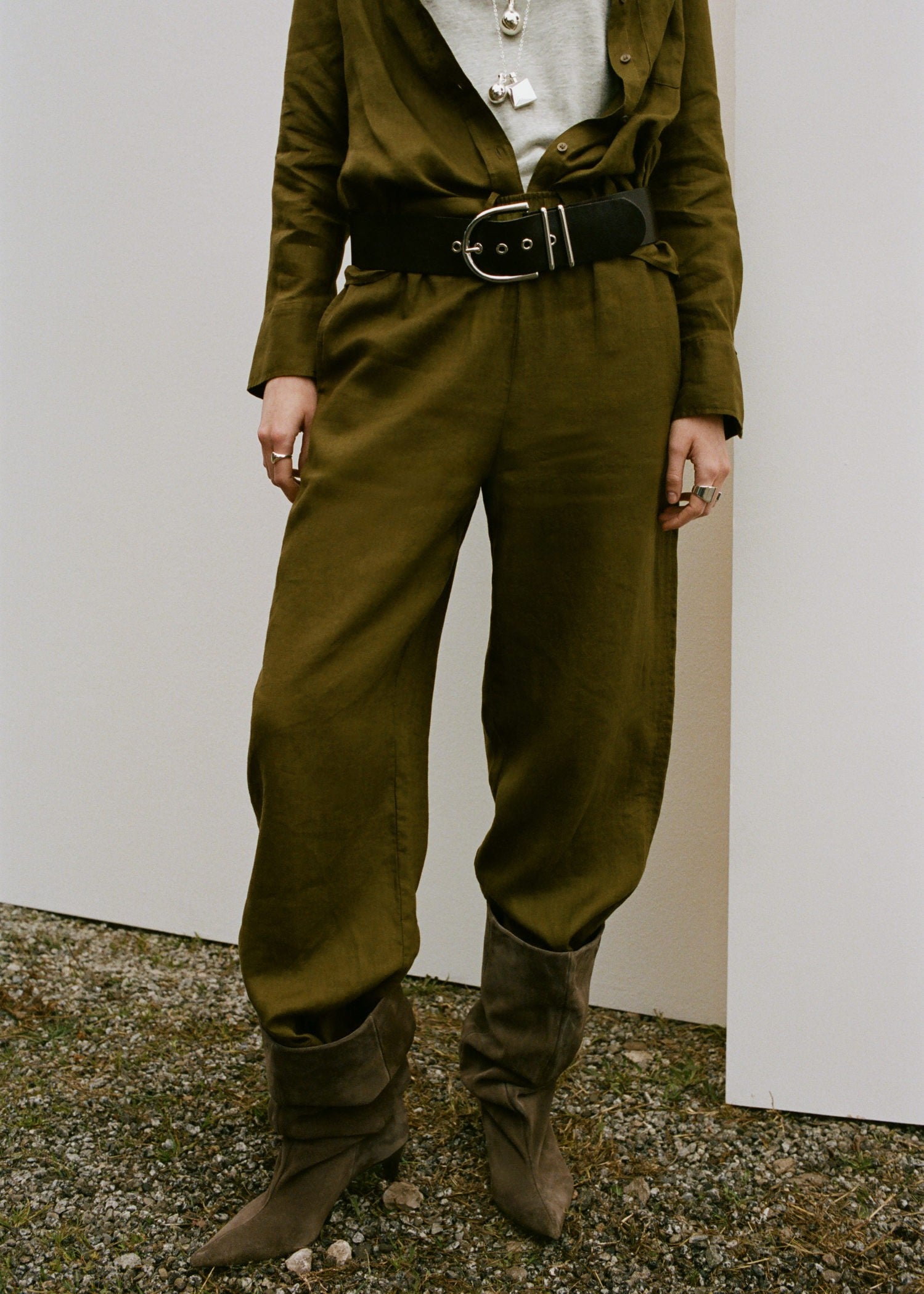 Straight Linenblend Trousers