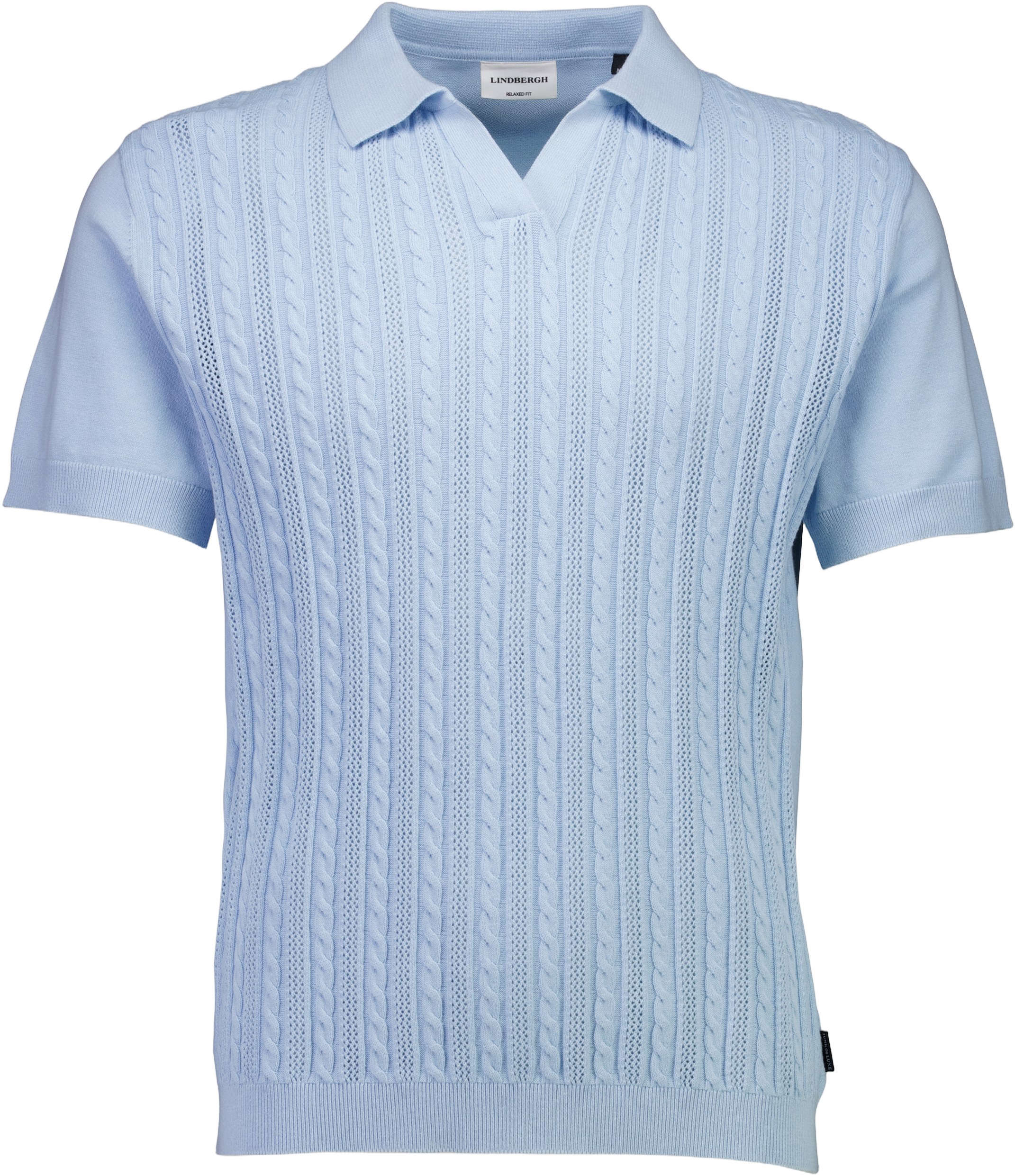 Knitted S/S Cable Vneck Polo
