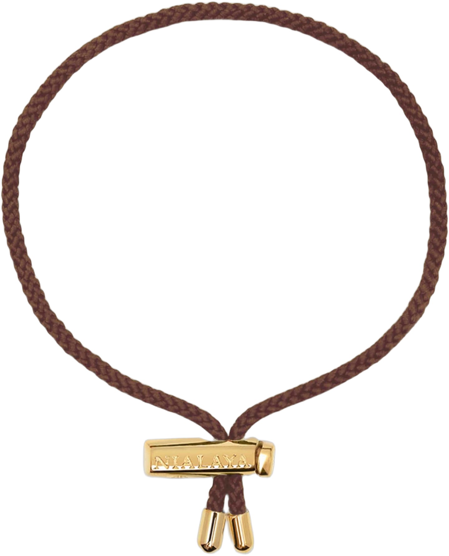 Men's Brown String Bracelet With Adjustable Gold Lock