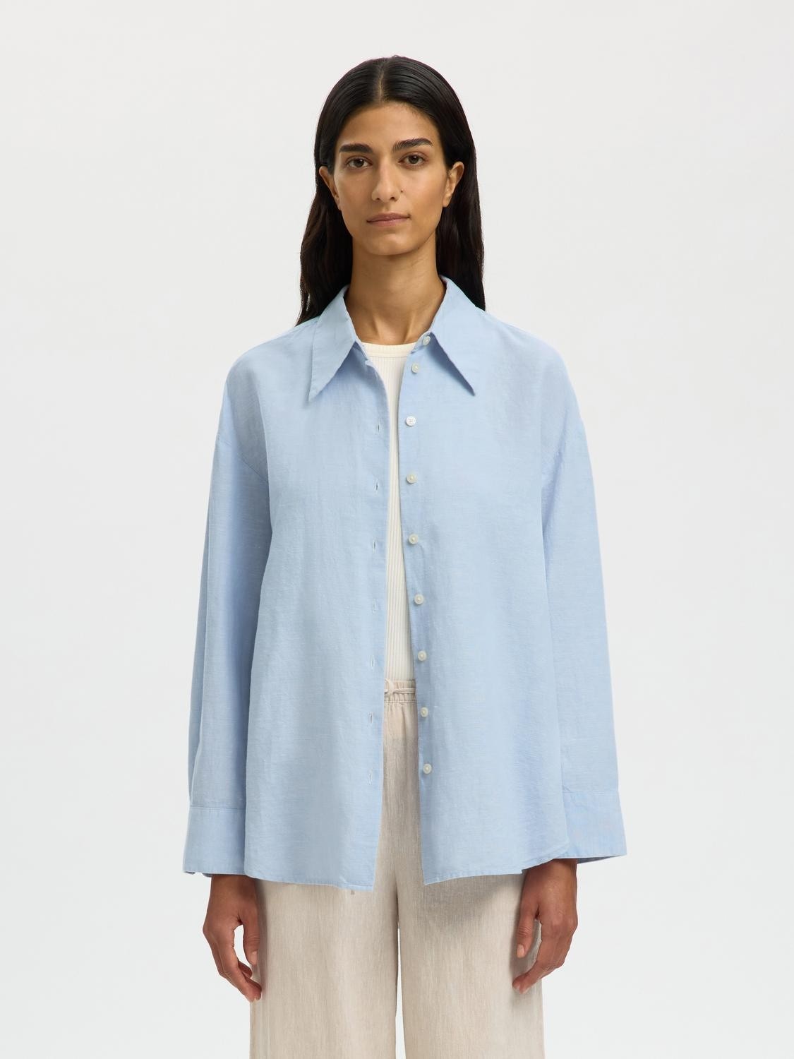 Slfcleo Oversize Linen Blend Shirt