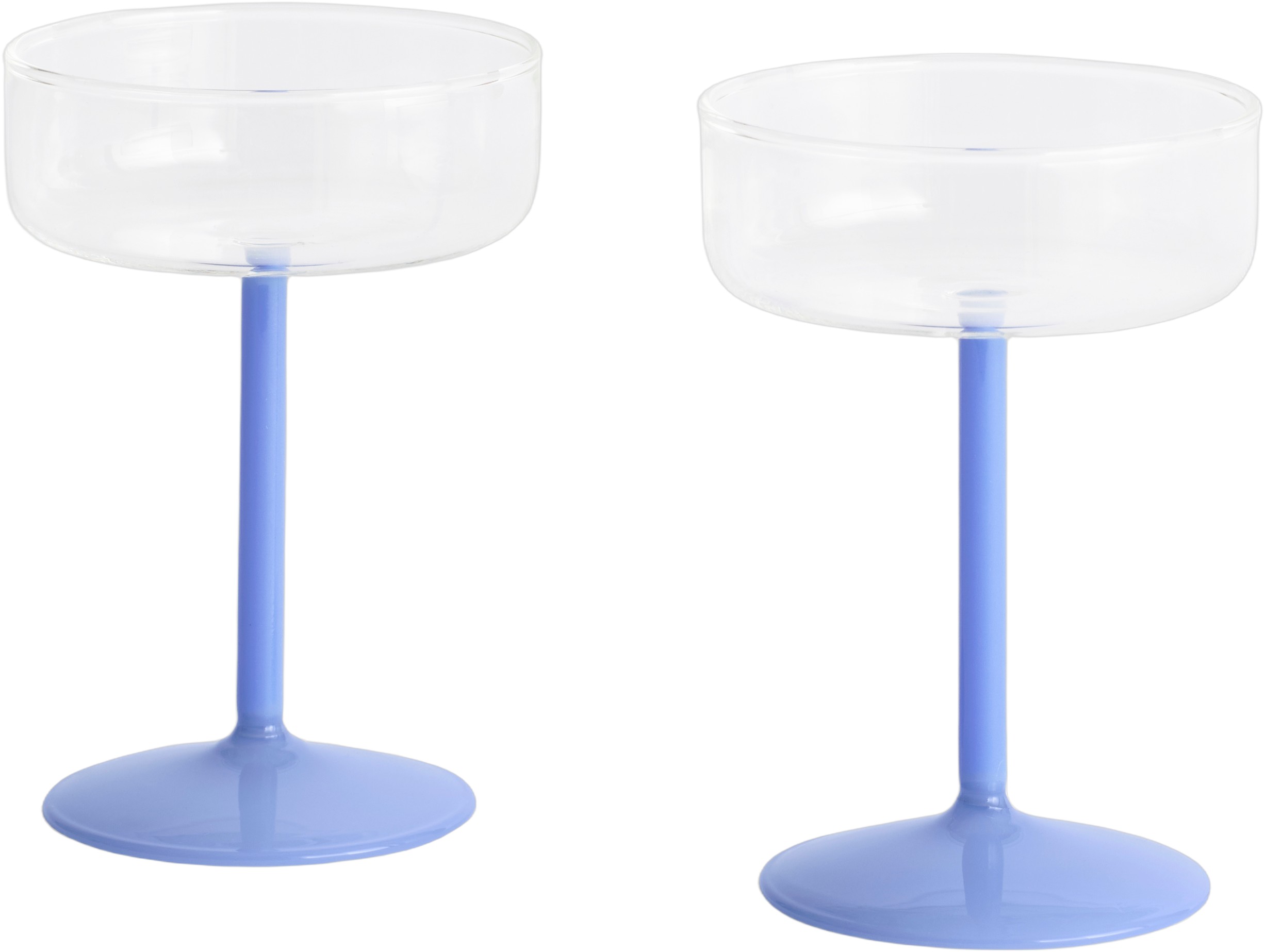 Tint Coupe Glassset of 2-clear and Jade Light Blue