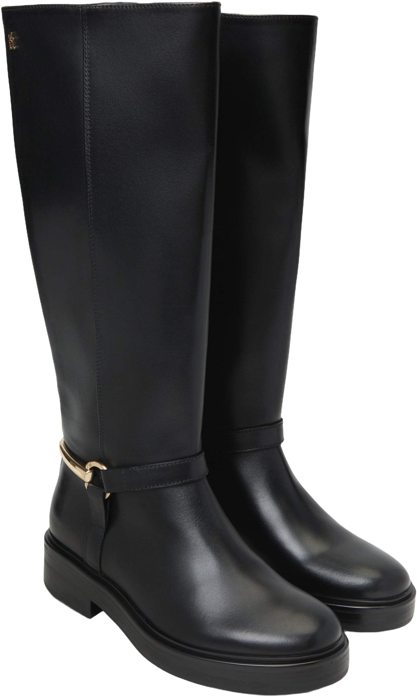Goldtone Hardware Leather Riding Boots