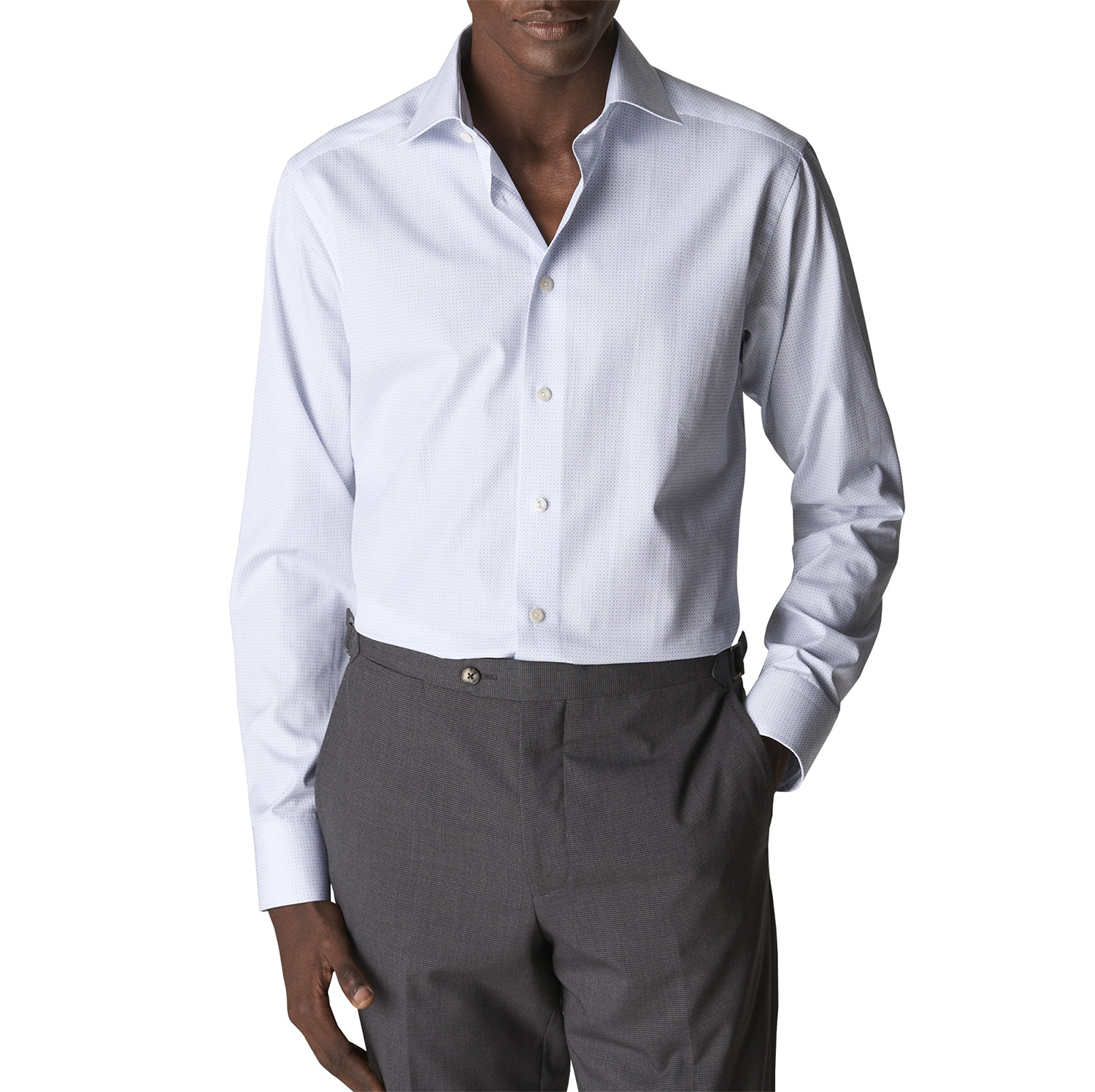 Light Blue Micro Print Shirt Contemporary Fit