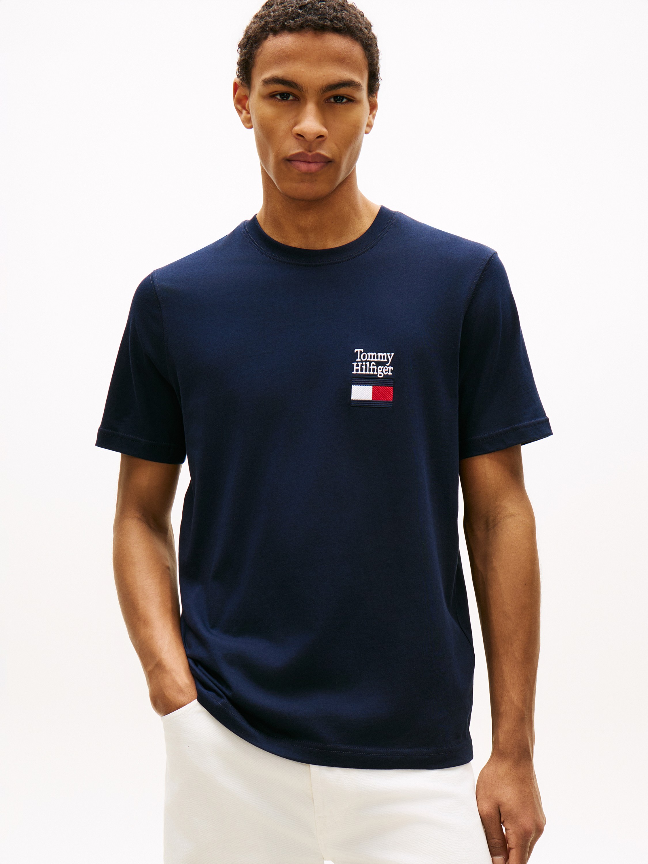 Logo Embroidery Jersey Crew Neck Tshirt