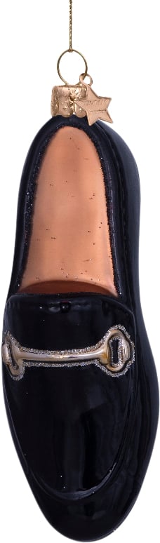 Ornament Glass Black Gold Loafer H10cm