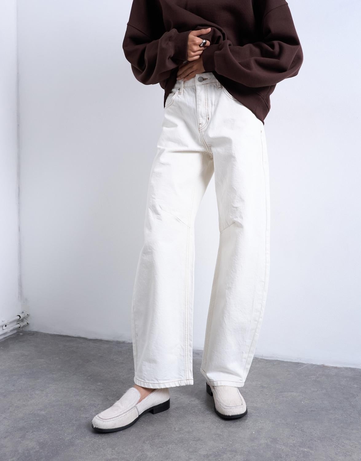Tsbarrel High Rise Denim Jeans Bone