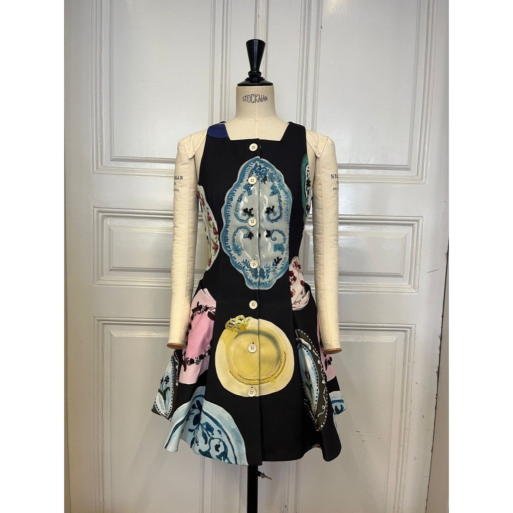 2330 Double Sided Crepe, Sleeveless Buttonup Mini Dress