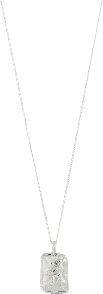 Aquarius Recycled Zodiac Sign Necklace, Silverplated