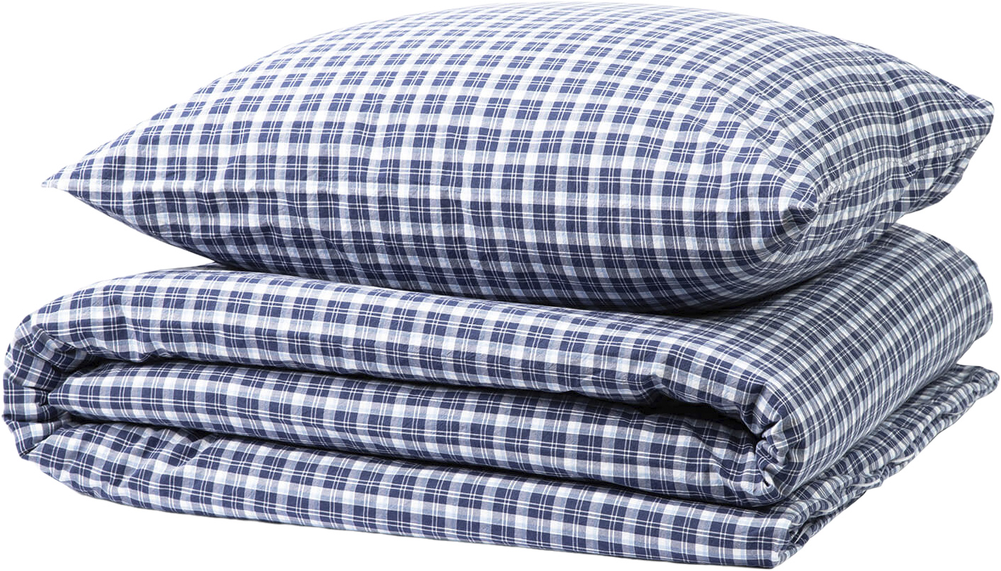 Check Washed Percale 140x220cm Navy White