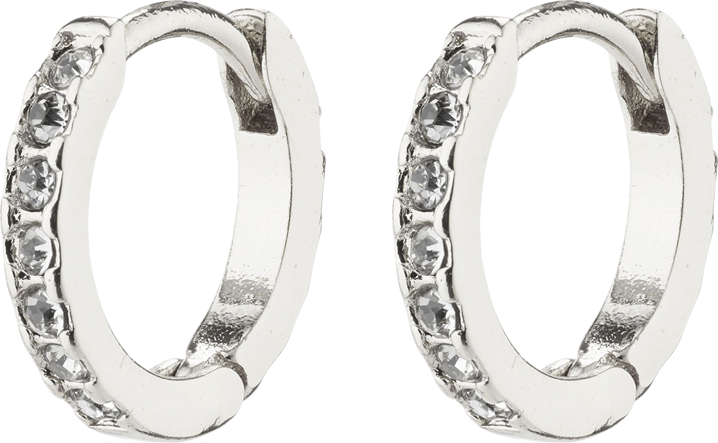 Ebna Small Crystal Huggie Hoops Silverplated