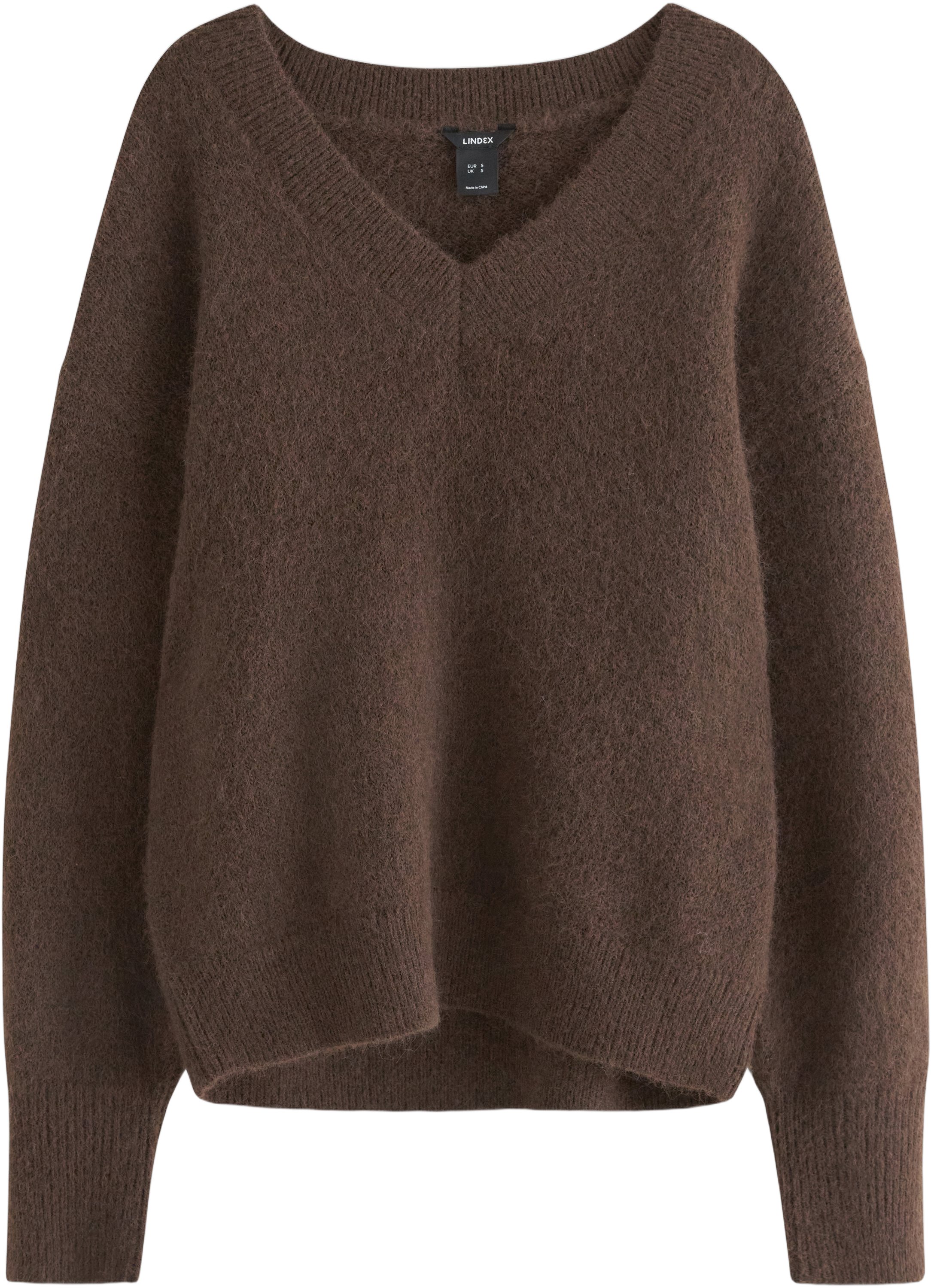 Strikket Vhals Trøje med en Afslap