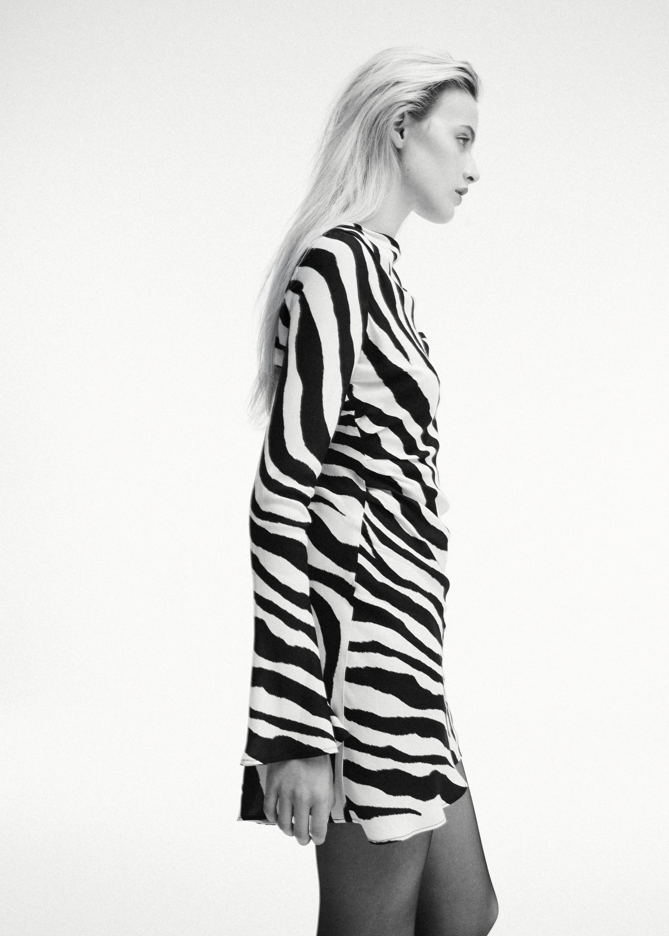 Zebraprint Dress With Flared Sleev