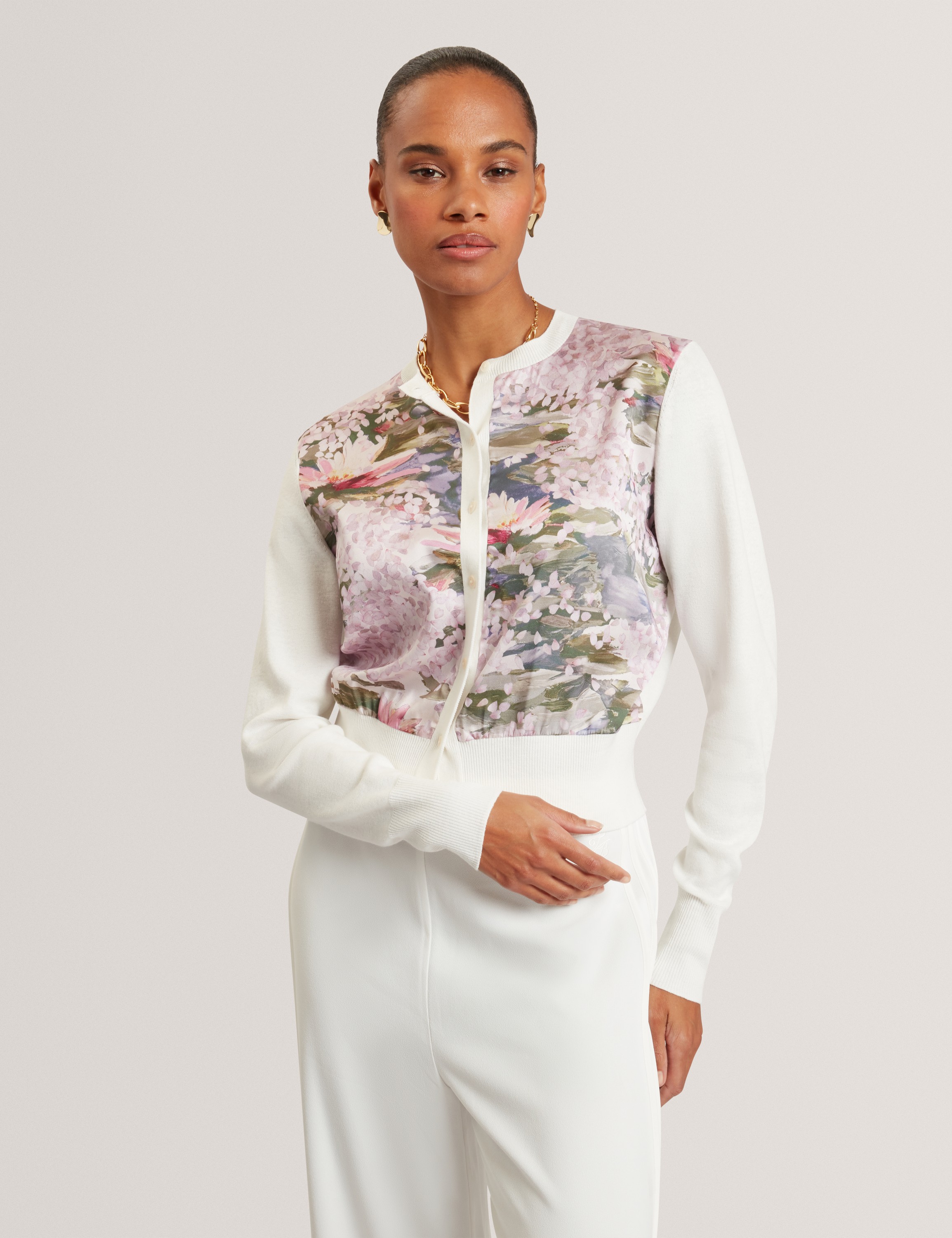Sisilla Printed Woven Front Cardiga