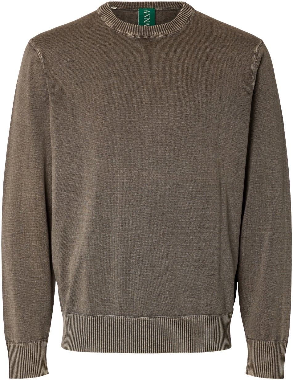 Anrragi Washed LS Knit Crew Neck