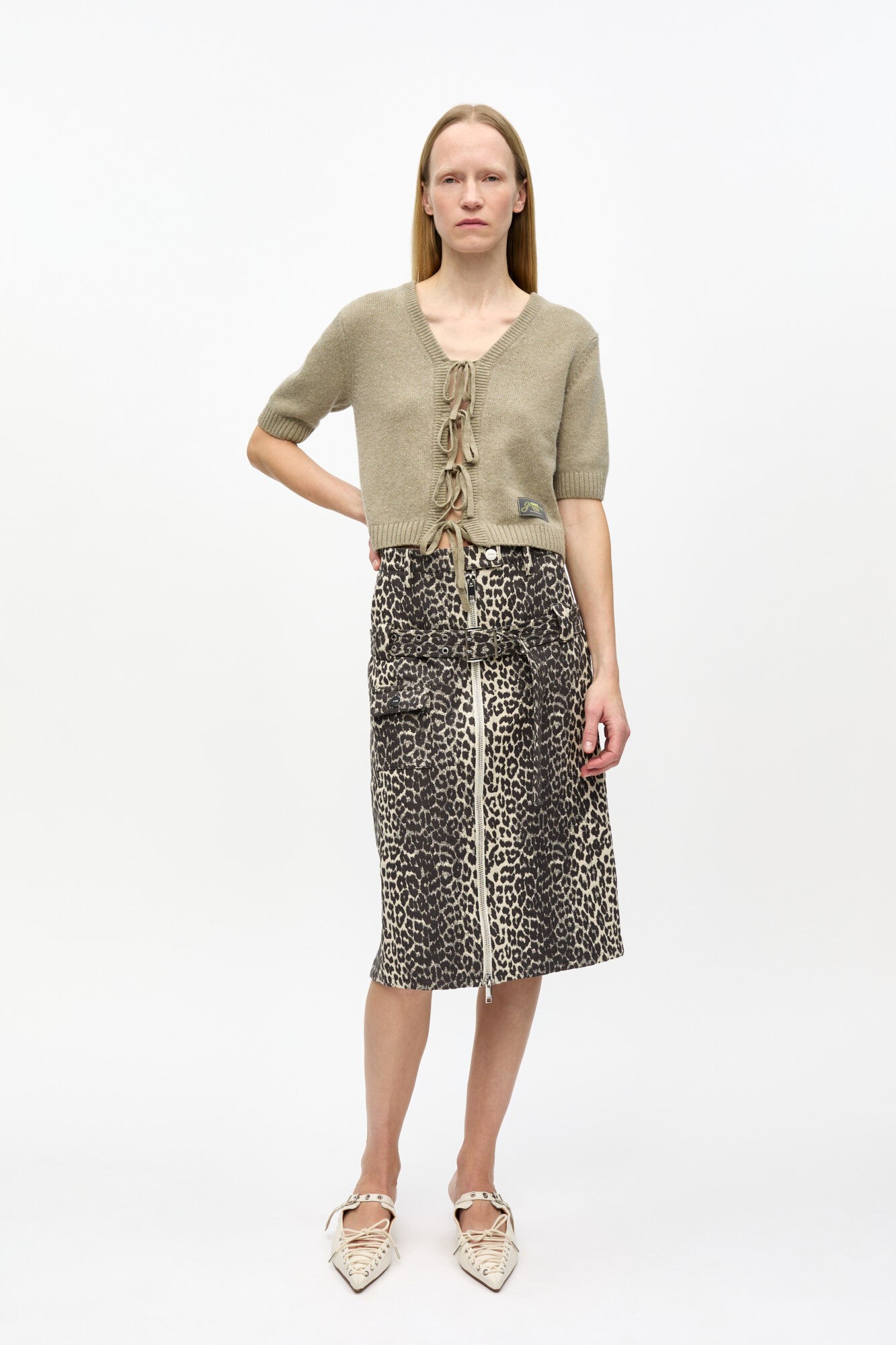 Cotton Tweed Midi Skirt