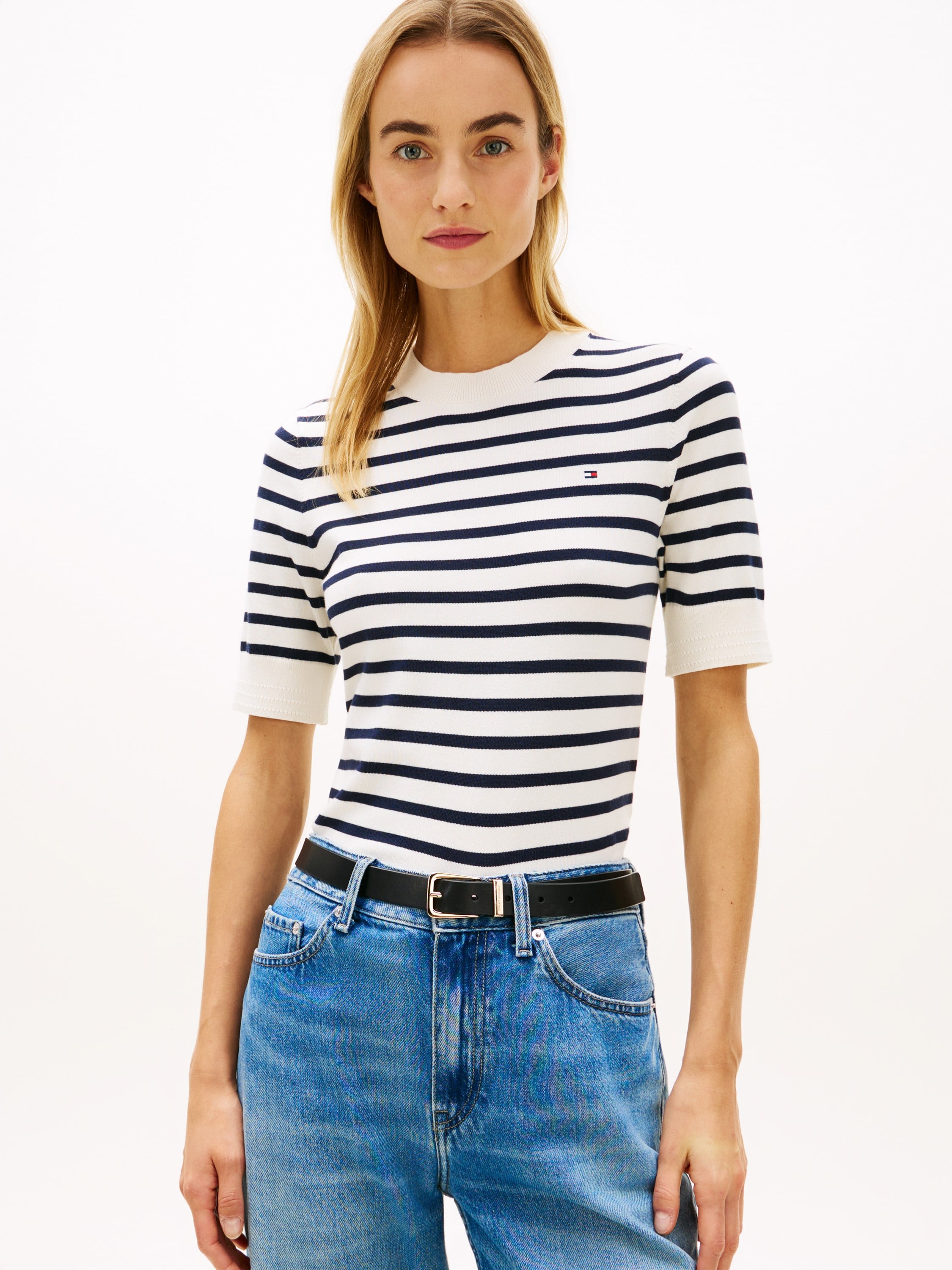 Fine Knit Jersey Short Sleeve Jumper - Køb til DKK 559 - Spar 30%
