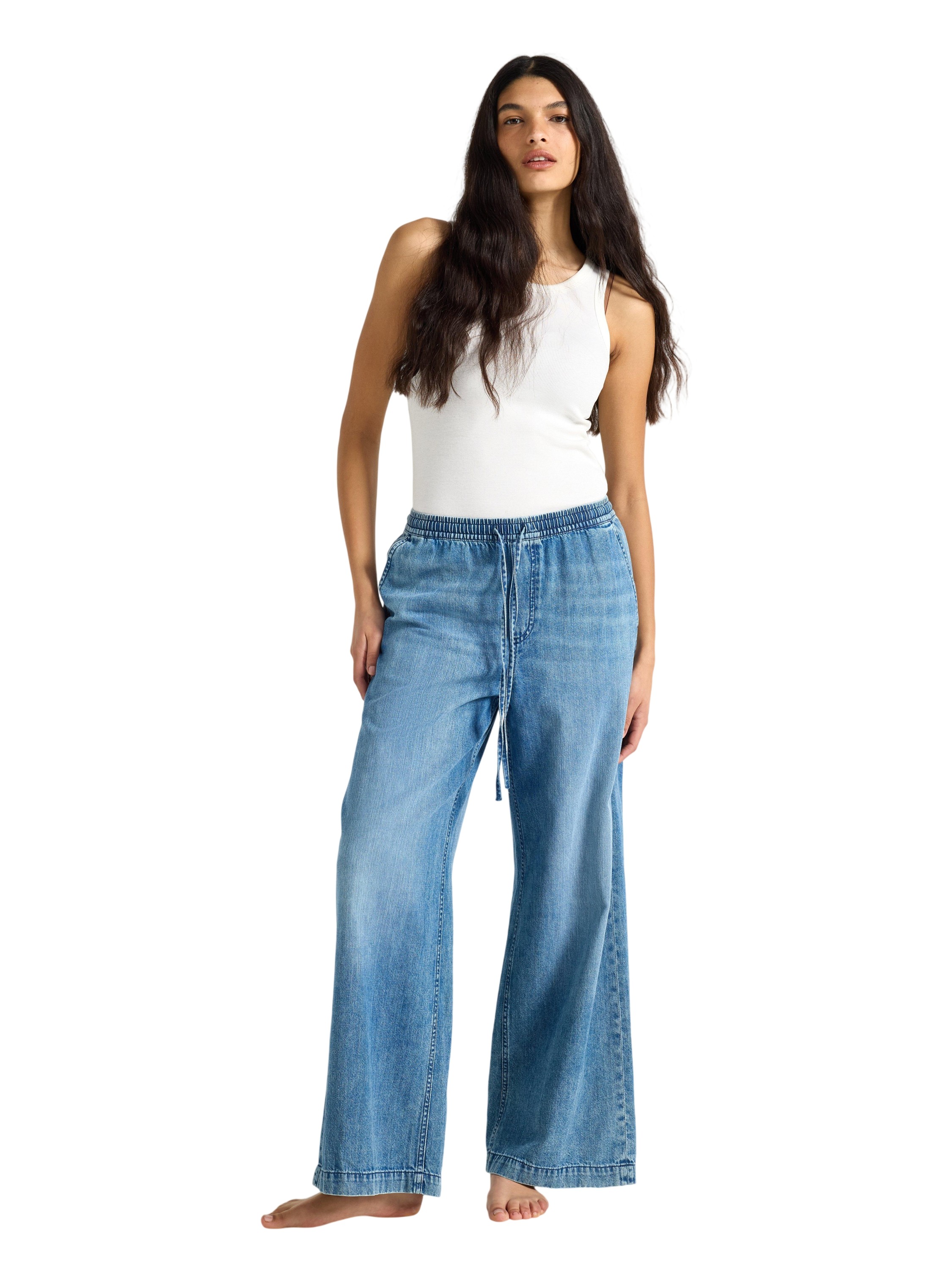 Vid Denimbukse med Elastisk Midje o
