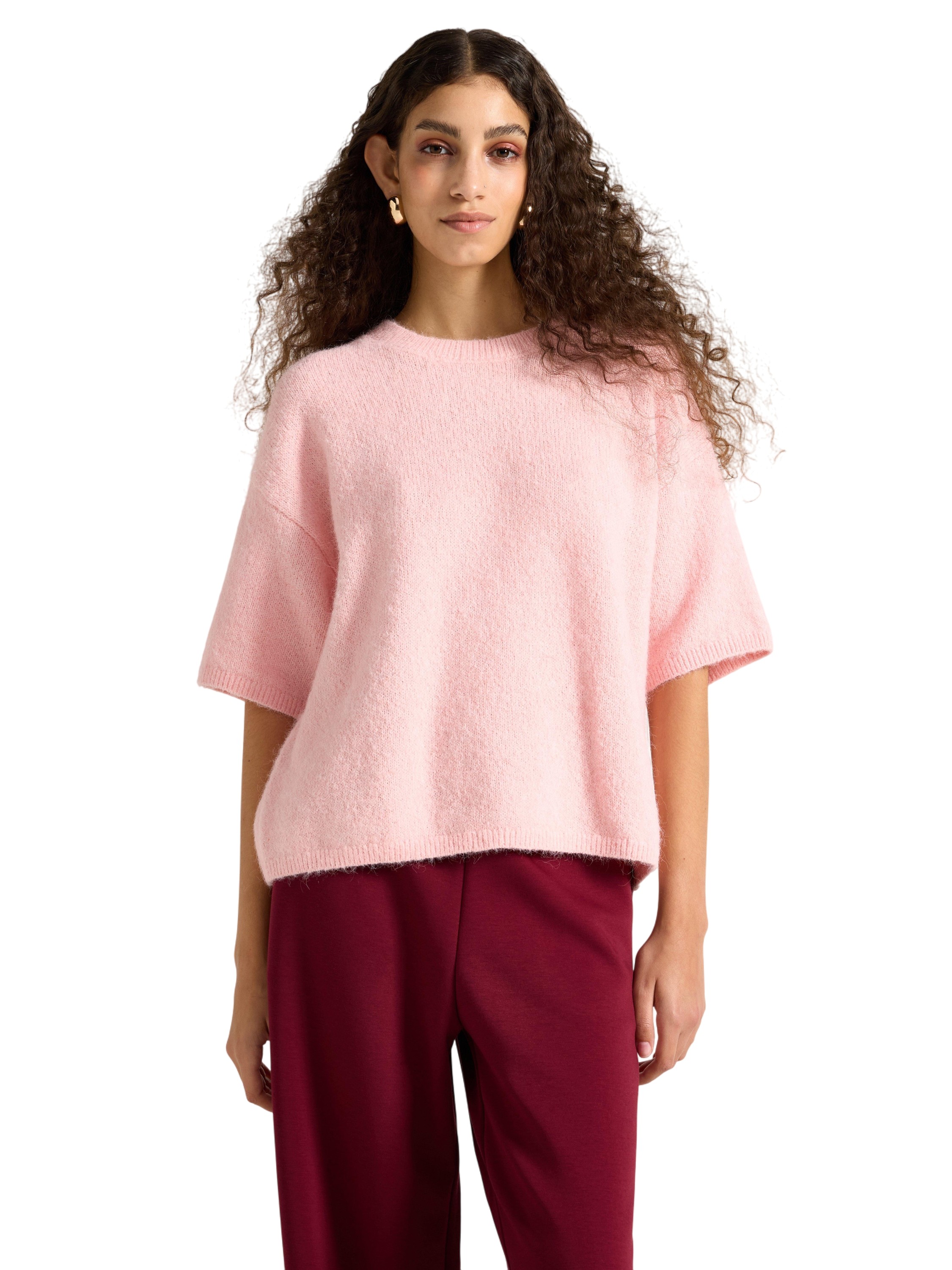 Strikket Genser med Korte Ermer og