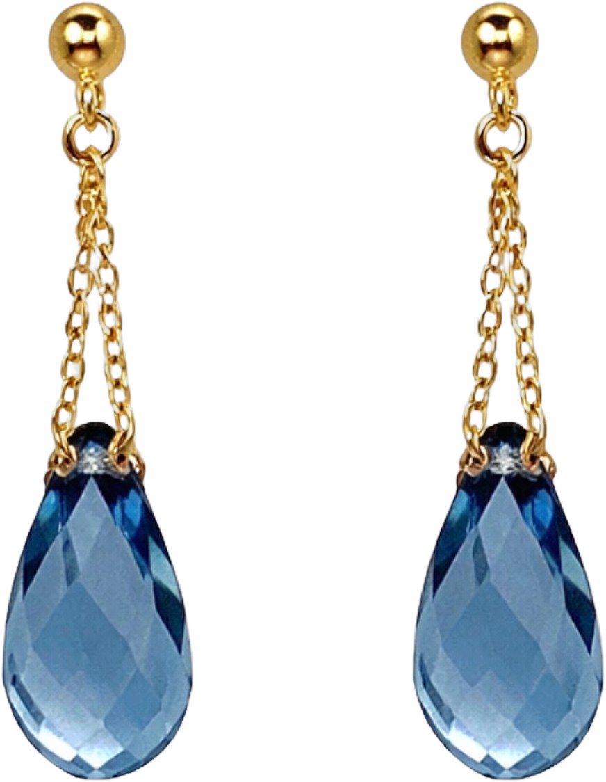 Sika Earrings Demin Blue Crystal Gold