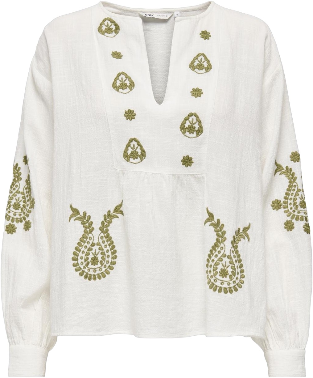 Onlmoon L/S EMB TOP WVN Noos