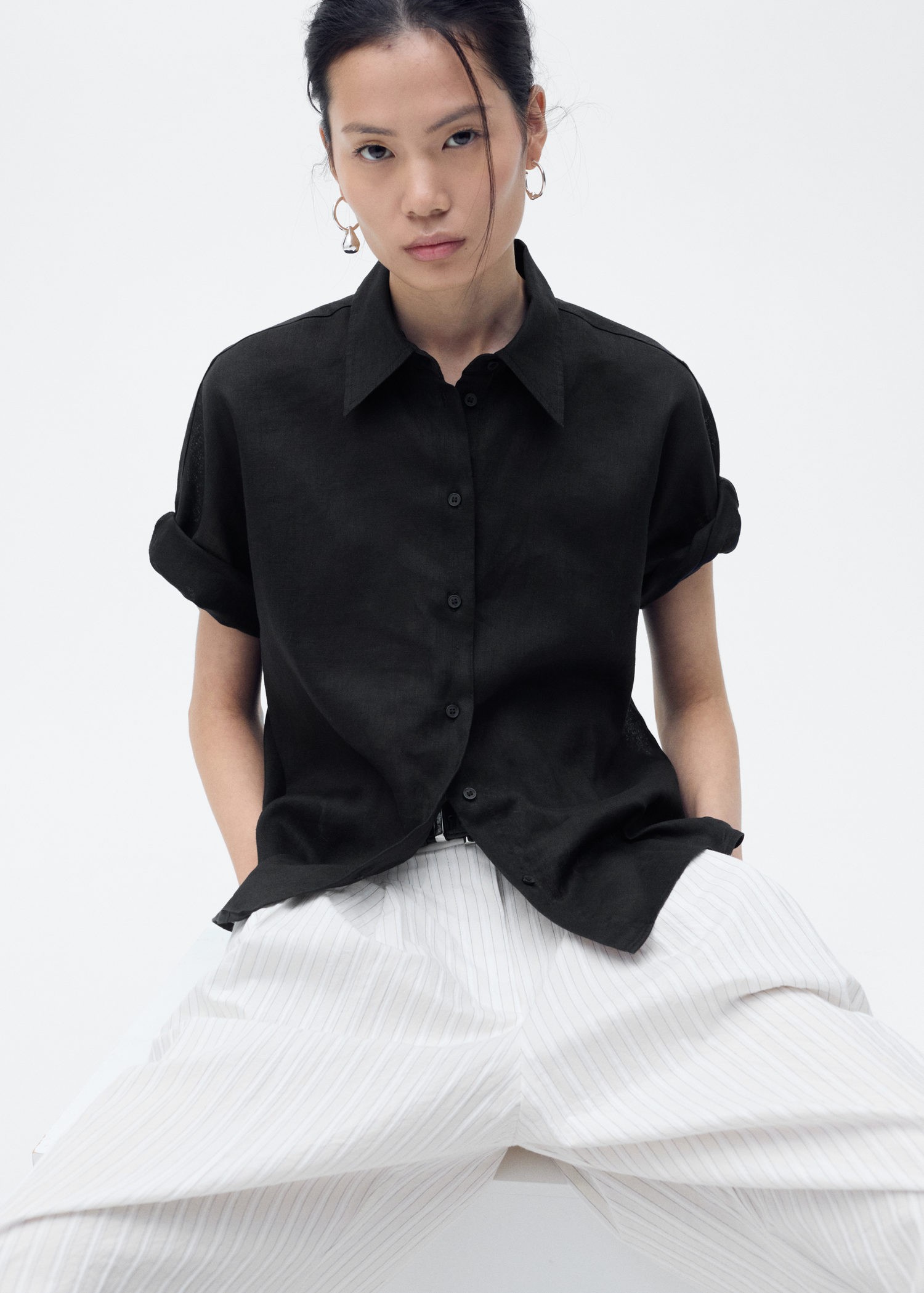 Short Sleeve Linenblend Shirt