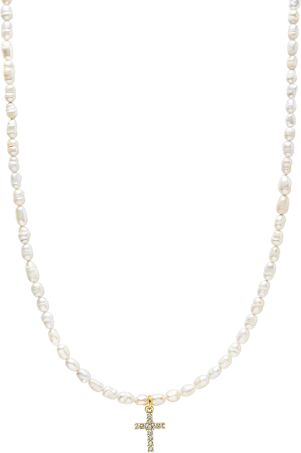 Men&#39;s Mini Pearl Choker With Cross