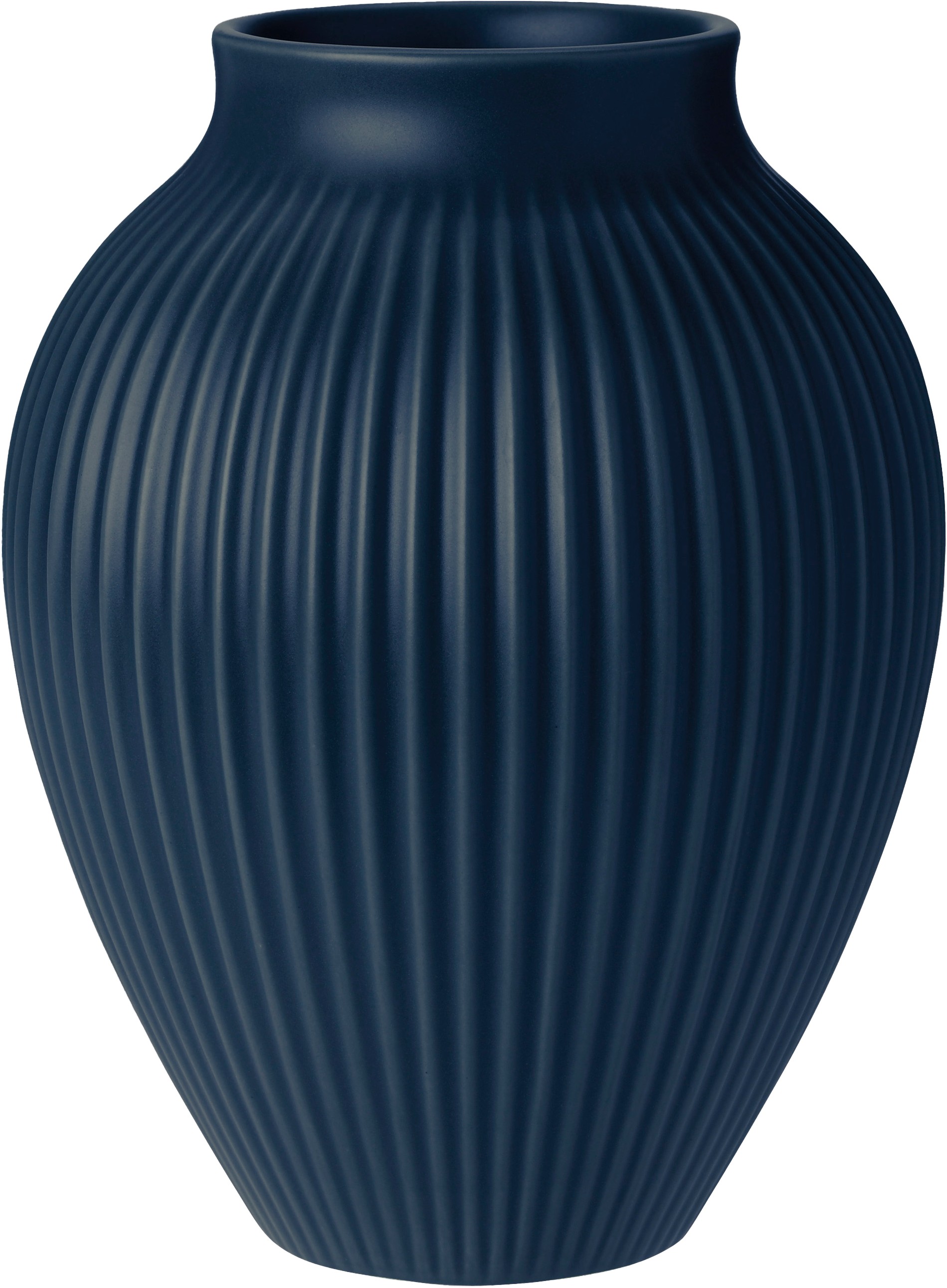 Knabstrup Vase H 20 cm Ripple mat Dark Blue