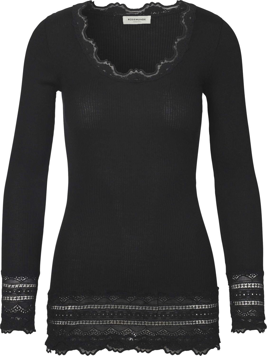 Silk Tshirt Medium ls W/wide Lace