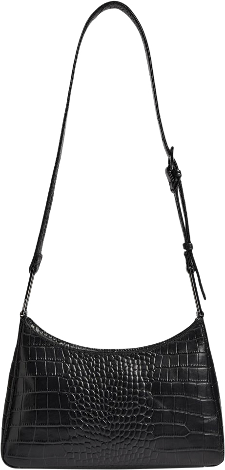 Nuria Crossbody Bag I Sort Kalveskind Med Croco Look