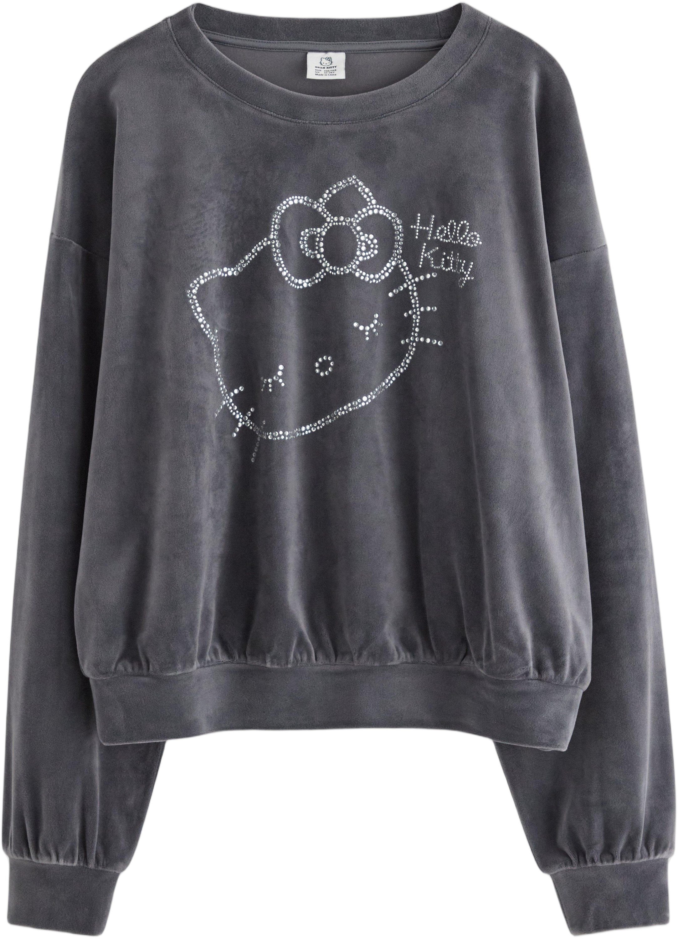Velour Sweatshirt With a Round Neck