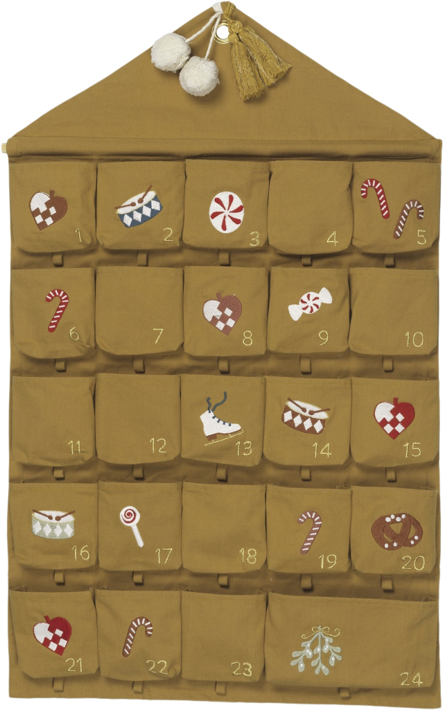 Wall Calendar Nostalgia Embroidery - Ochre