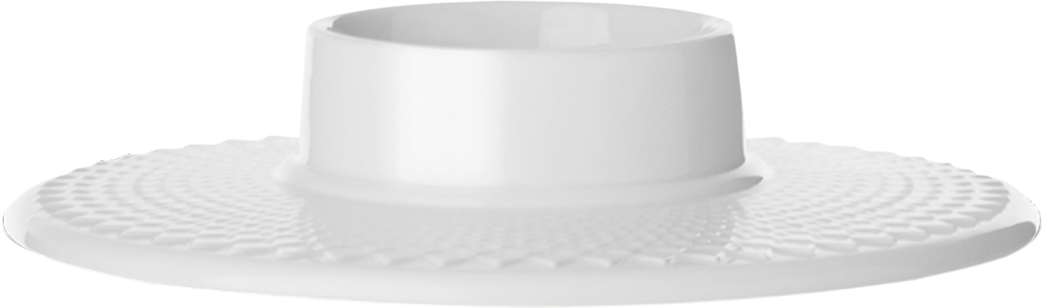 Rhombe Bloklysestage Ø14,5 cm Hvid Porcelæn