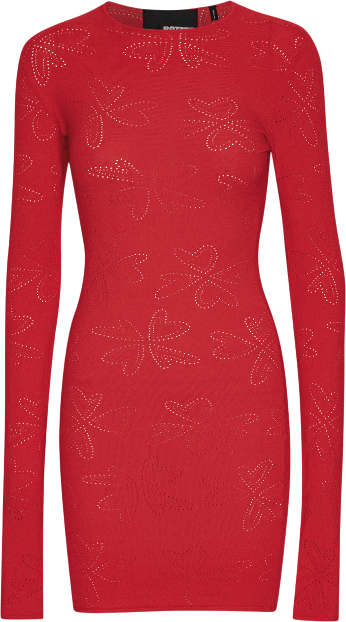 Pointelle Knit Mini Dress