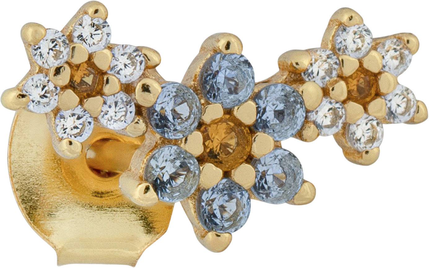 Trois Fleurs Stud Light Blue/orange