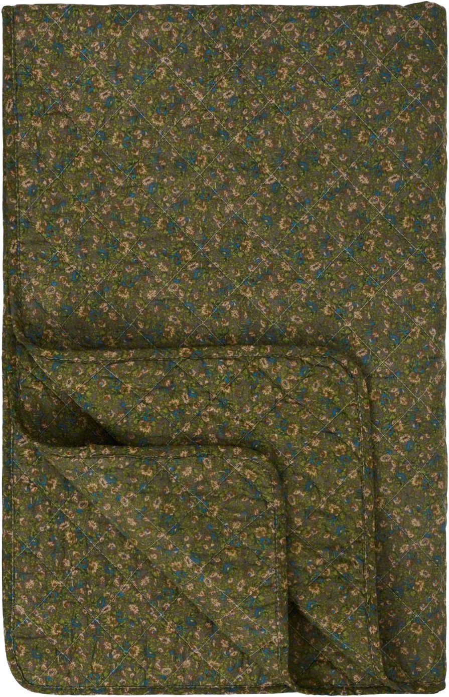 Quilt grå M/grønne, blå og Rosa Blomster