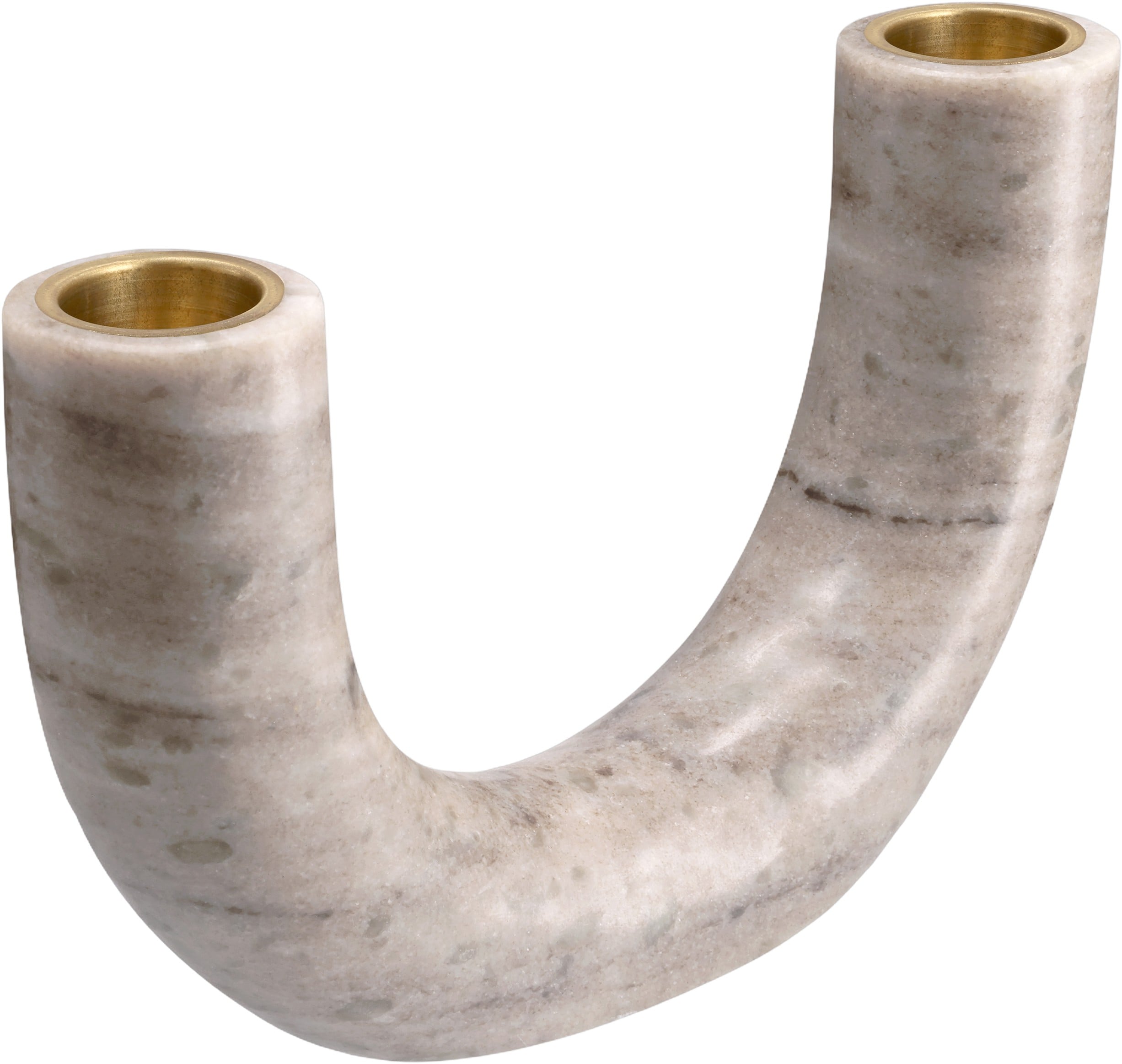 Marble Double Candleholder, Taper, Desert Beige, 17,5x10 cm