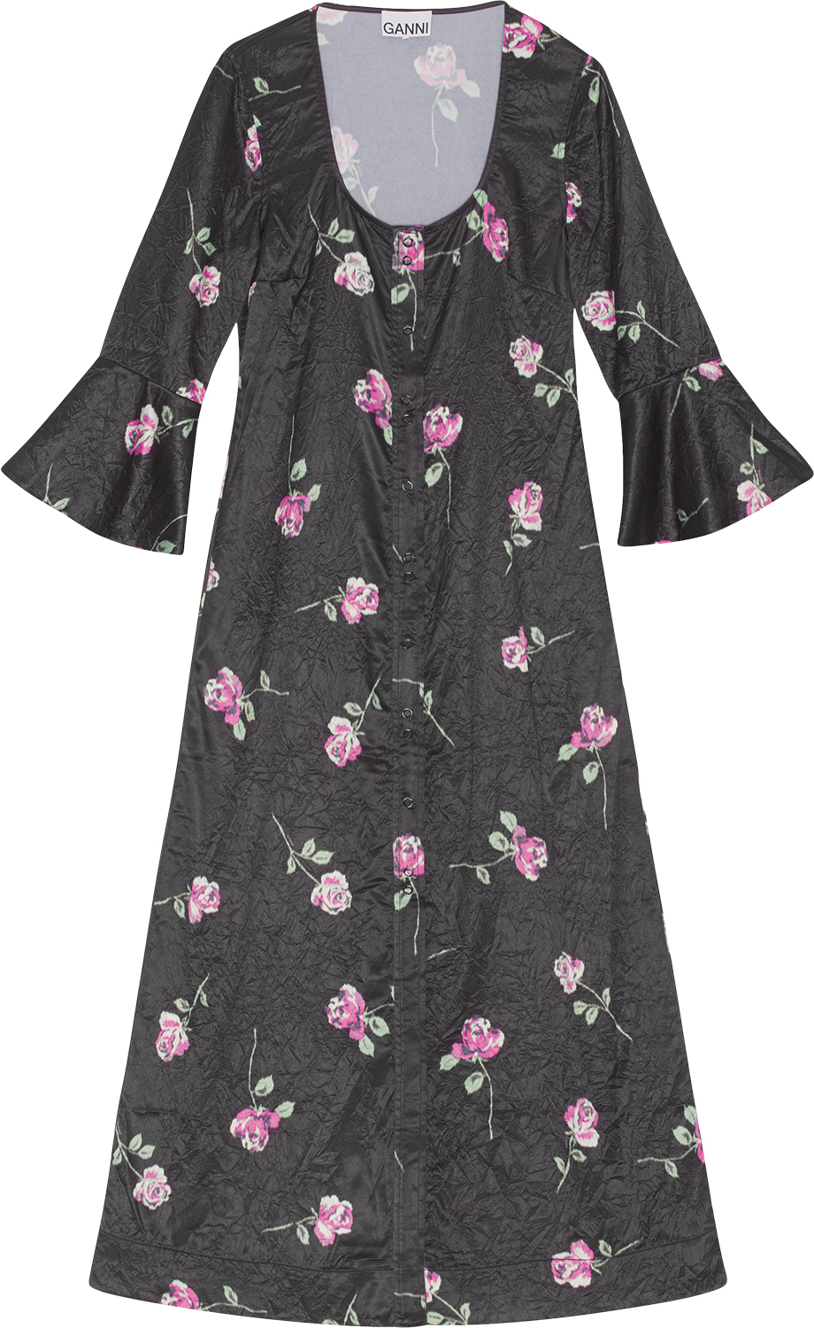 Crinkled Satin Long Kjole