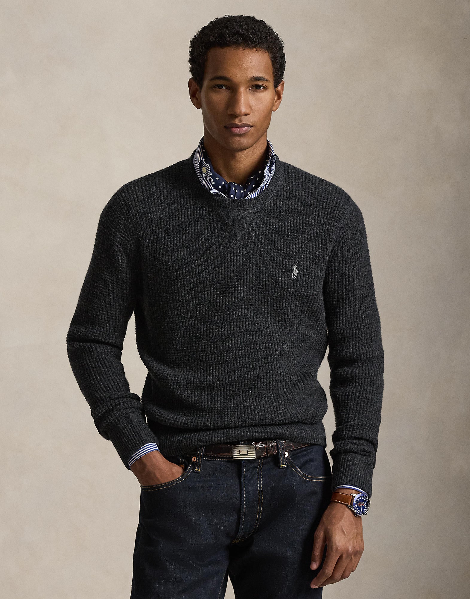 Waffleknit Wool-cotton Sweater