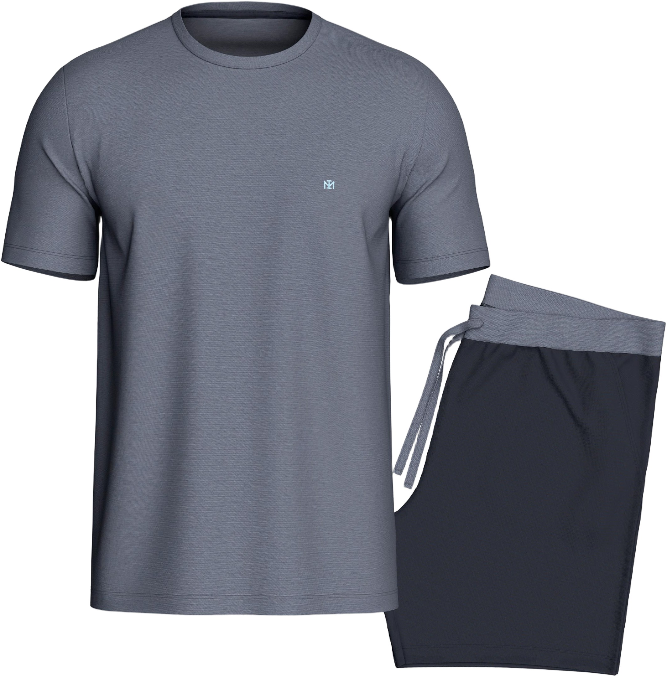 Pyjamas med Rund Hals, Korte Ãrmer og Shorts