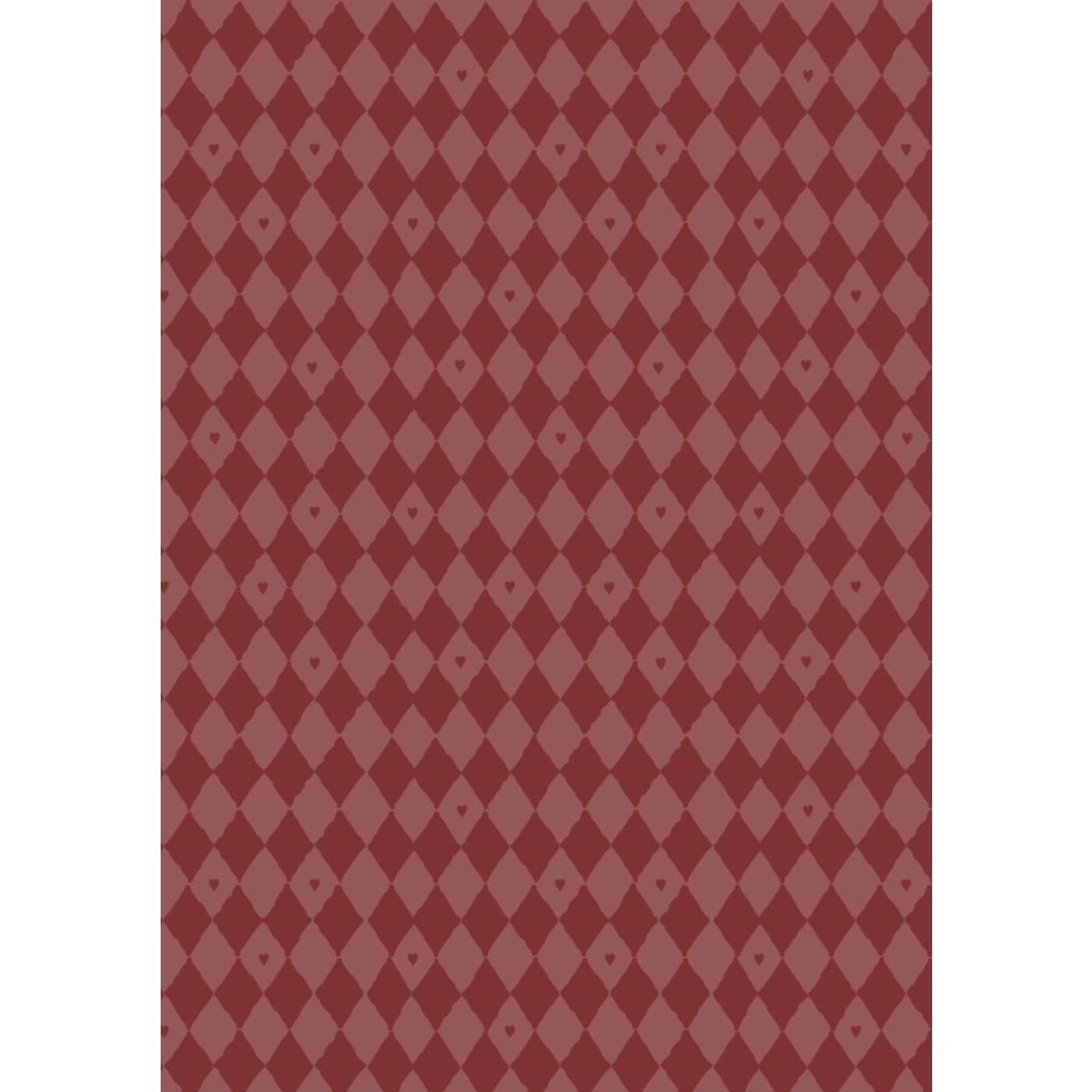 Papirrulle Harlekin M/hjerter Rød/desert Rose