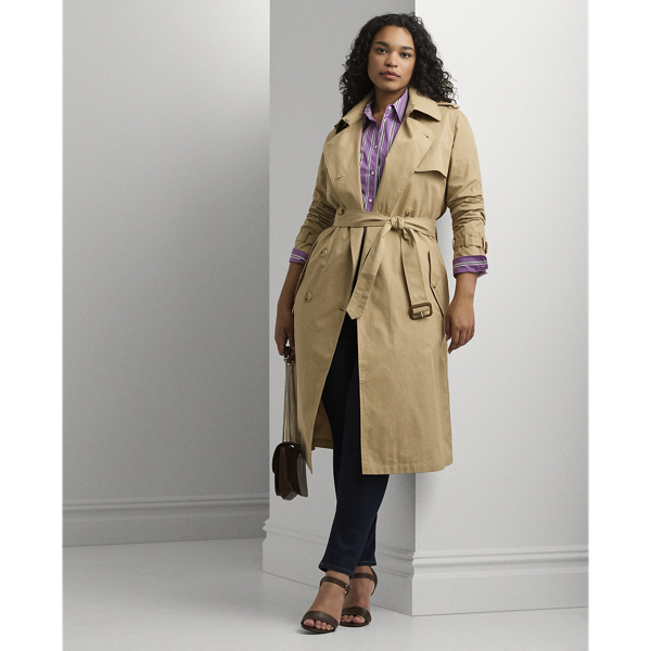 Waterrepellent Belted Twill Trench Coat