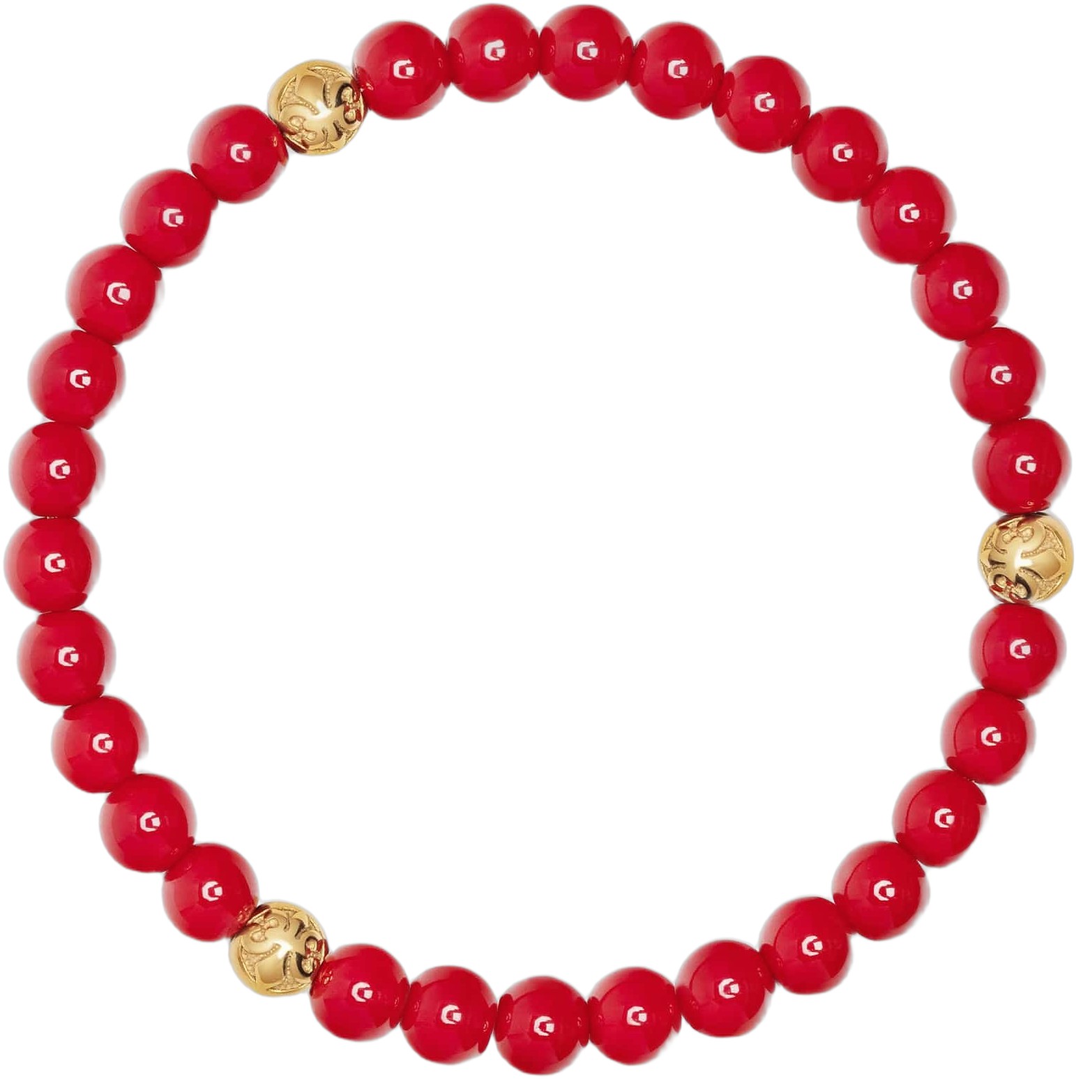 6mm Red Jade Bracelet With Gold Balls