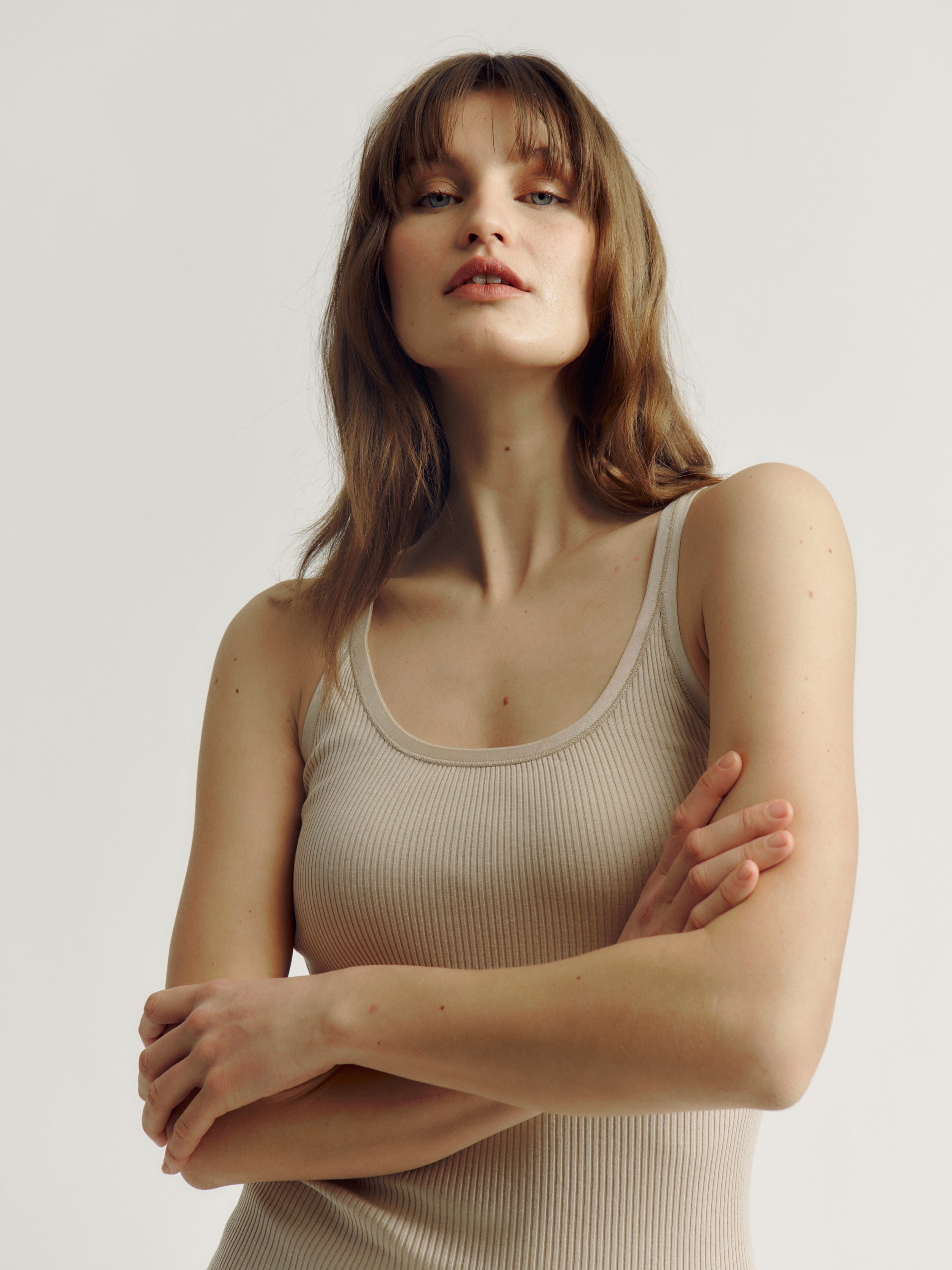 Rwbelle Silk Uneck Strap Elastic Top