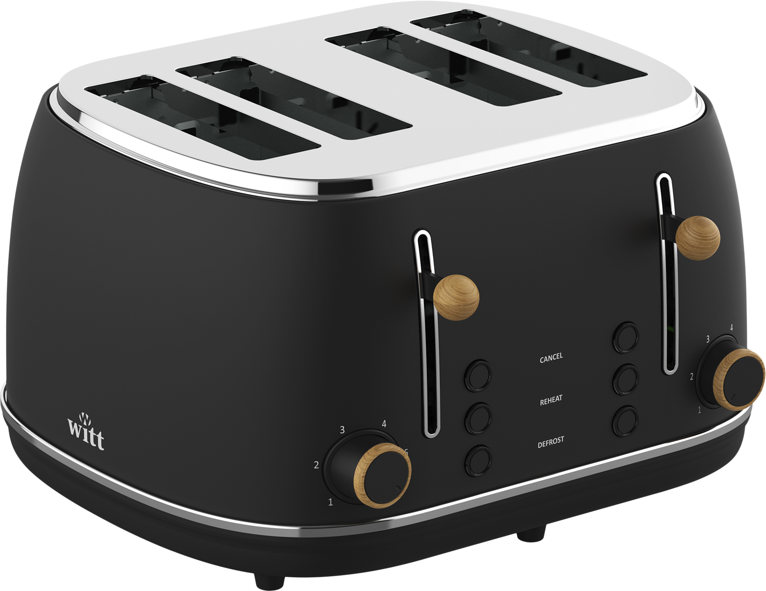 Witt Premium 4slice Toaster Wood Black