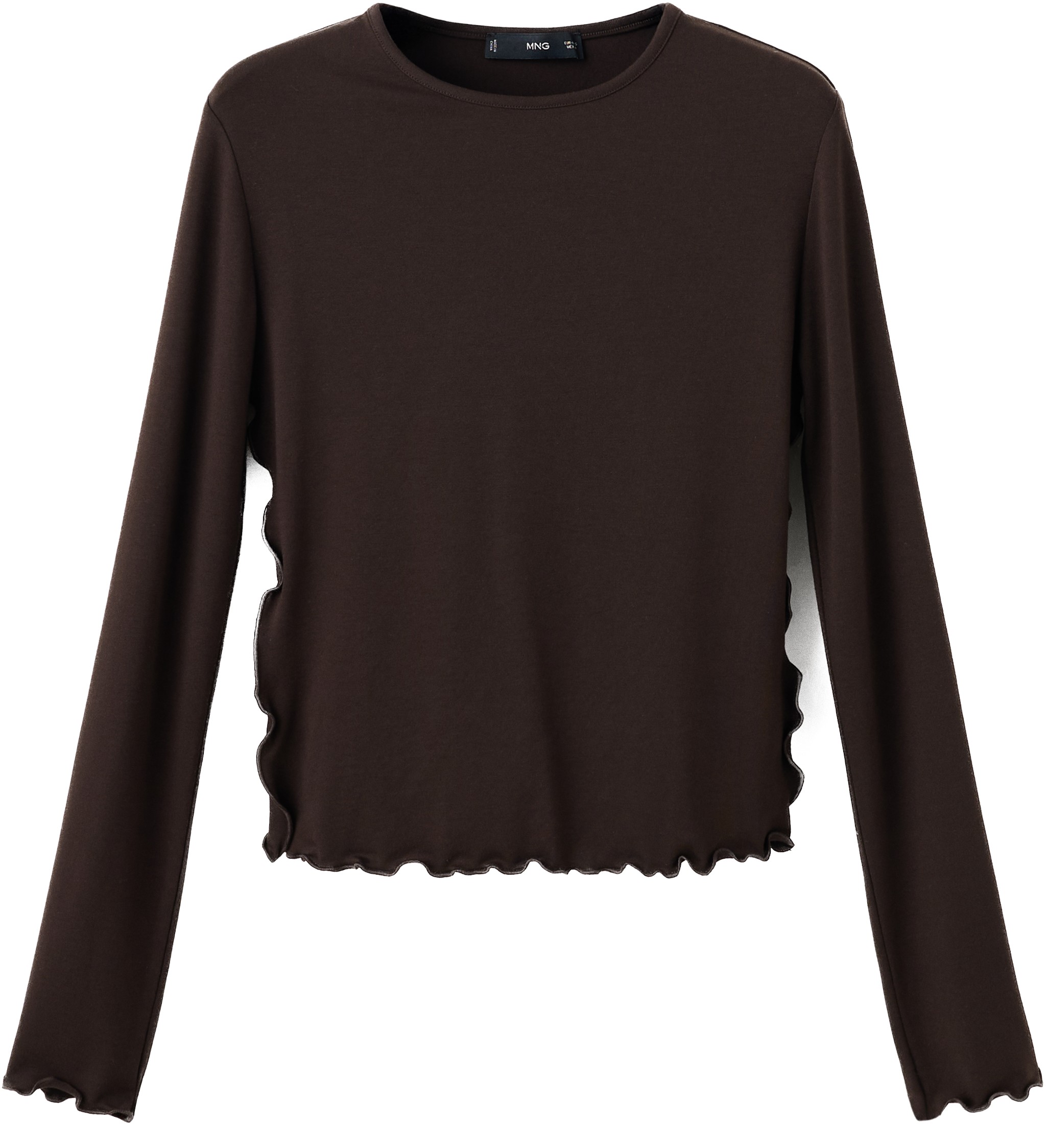 Ribbed Tshirt With Scalloped Trim
