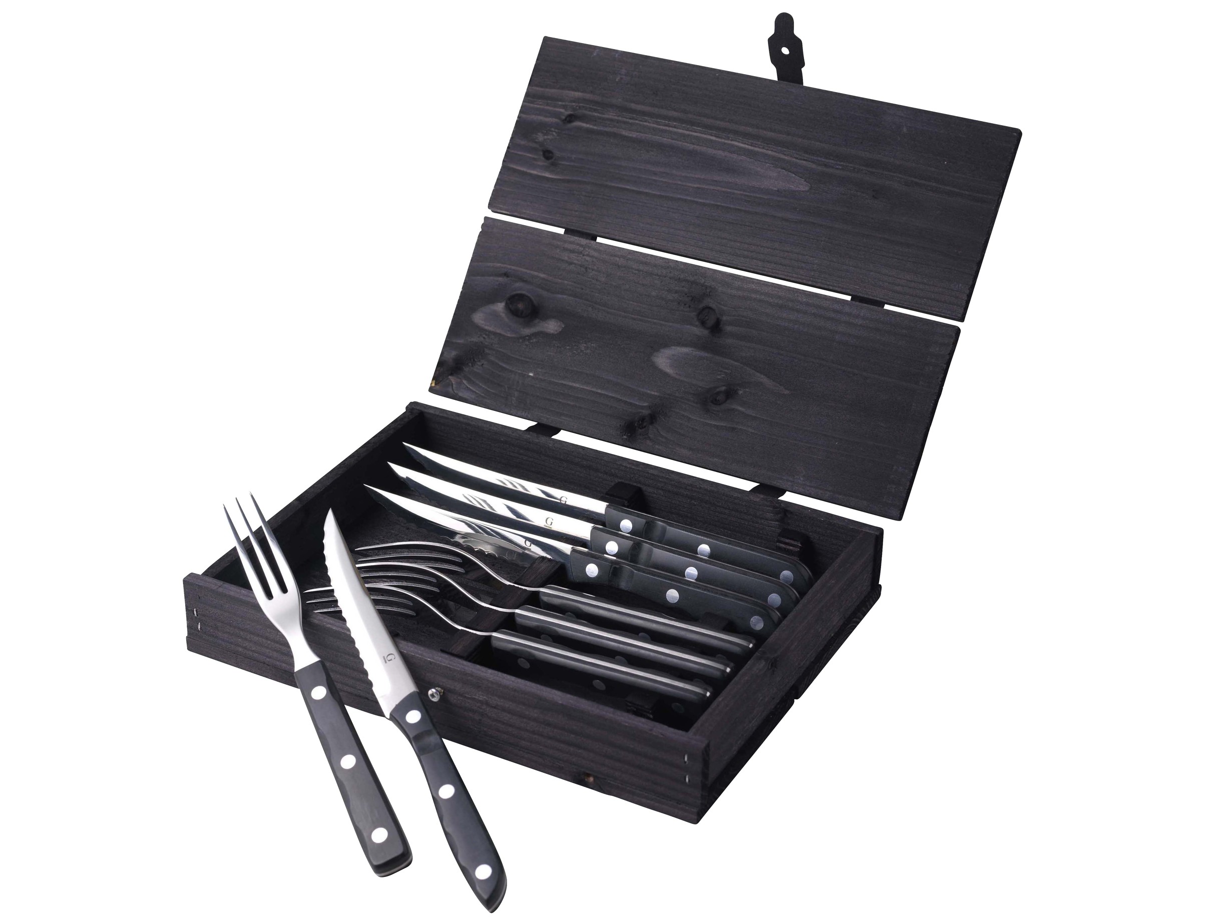 Steakbestik/grillbestik Old Farmer Black 8 Dele Sort/stål