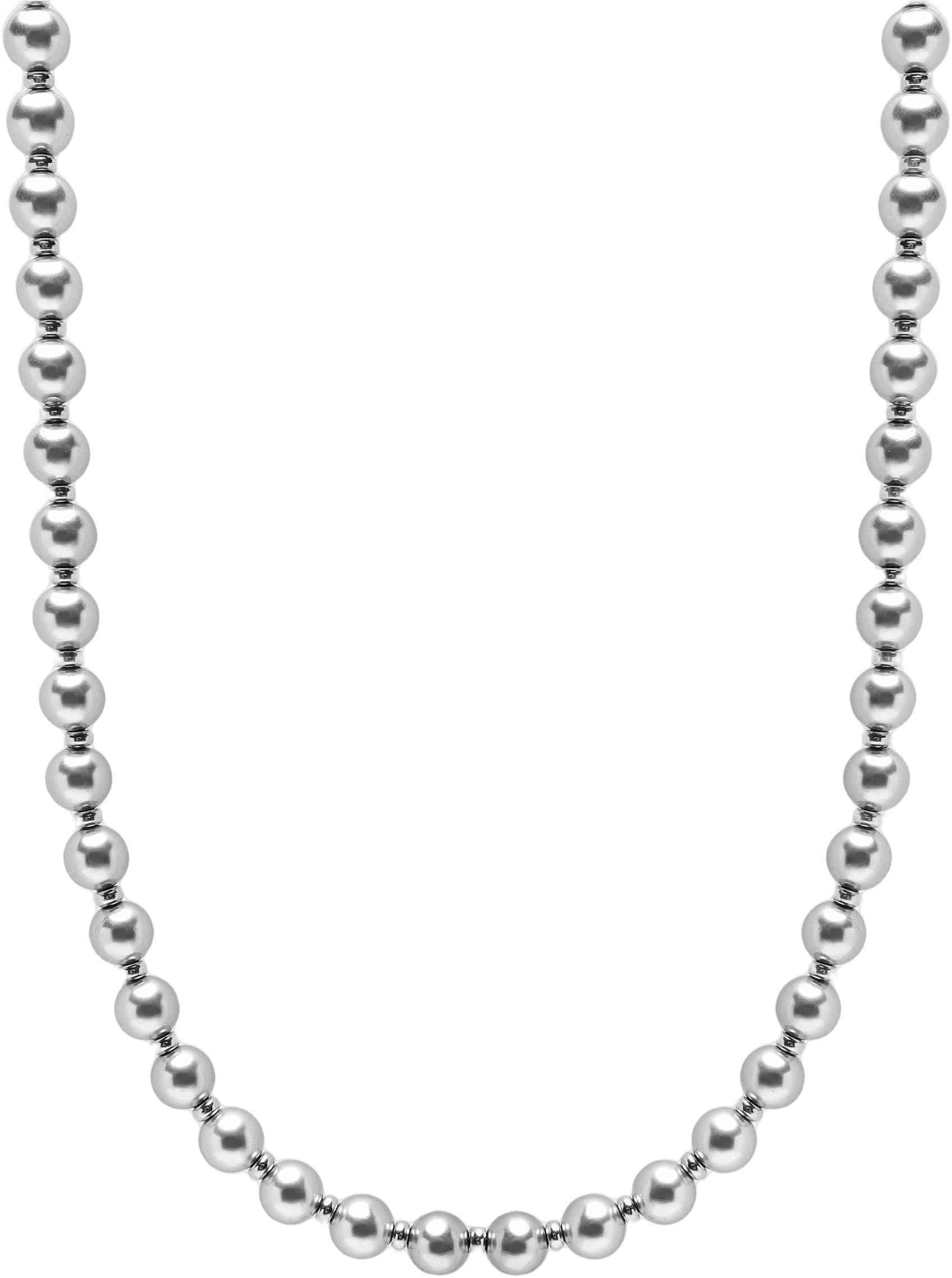 8mm Metallic Pearl Necklace With Silver